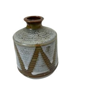 Bud Vase Vintage Green Gray Stoneware Creative Decorative Mini Made in Japan